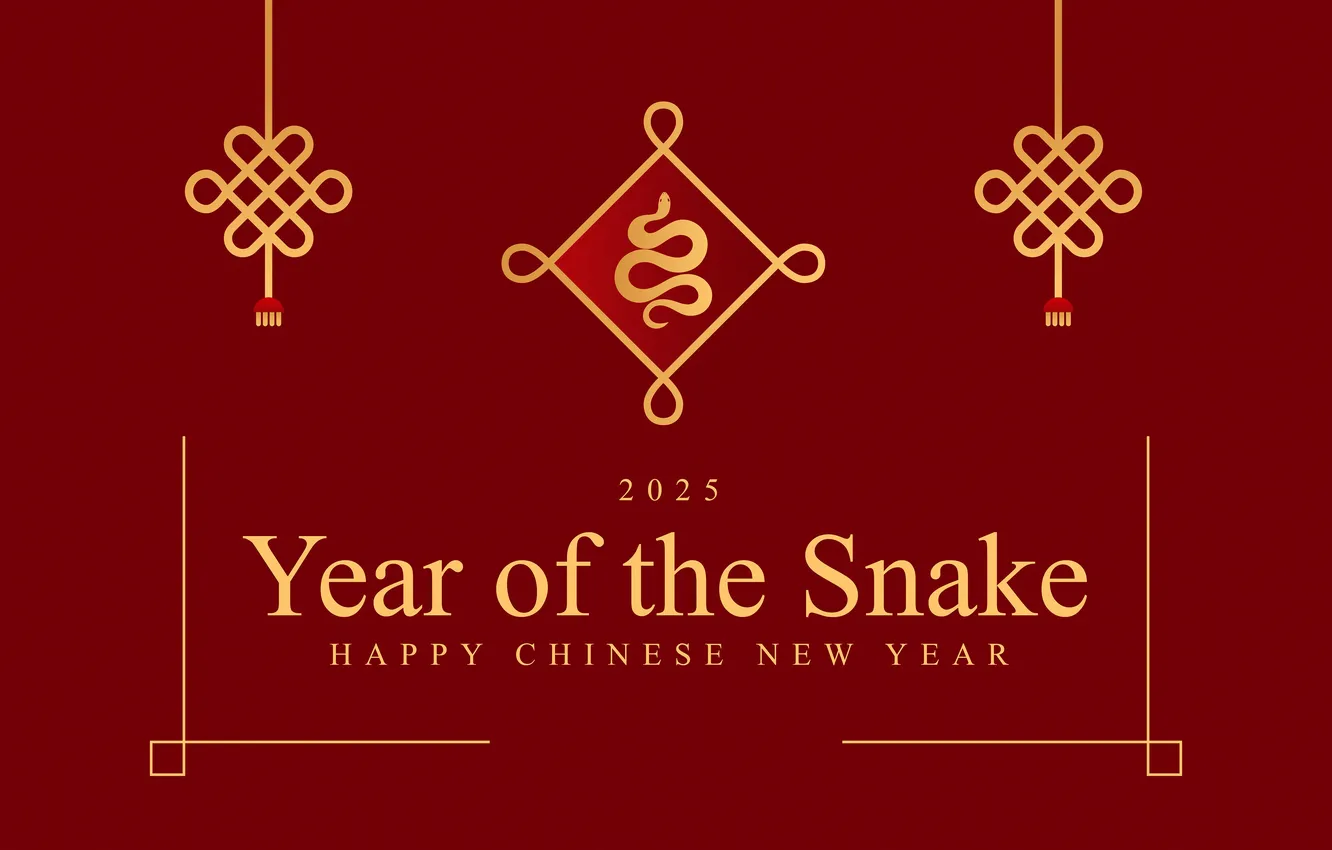 Photo wallpaper holiday, new year, red background, YEAR OF THE SNAKE, Chinese New Year, 2025, Happy Chinese …