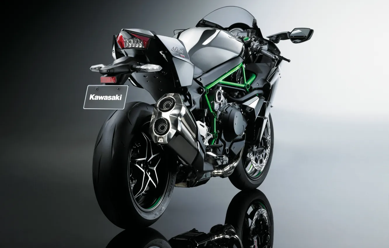 Photo wallpaper Kawasaki, Ninja, rear view, Kawasaki Ninja H2