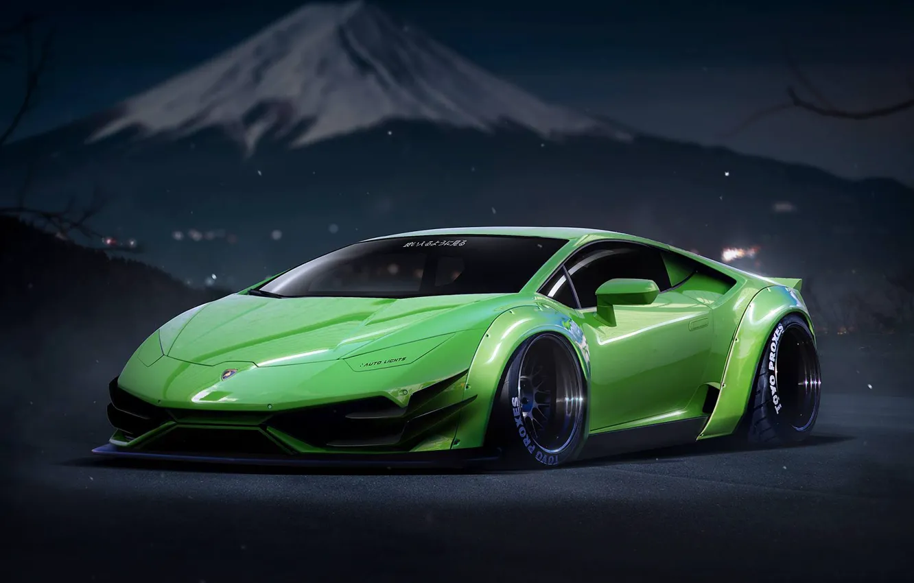 Photo wallpaper Lamborghini, Power, Green, Tuning, Performance, Supercar, Liberty, Huracan