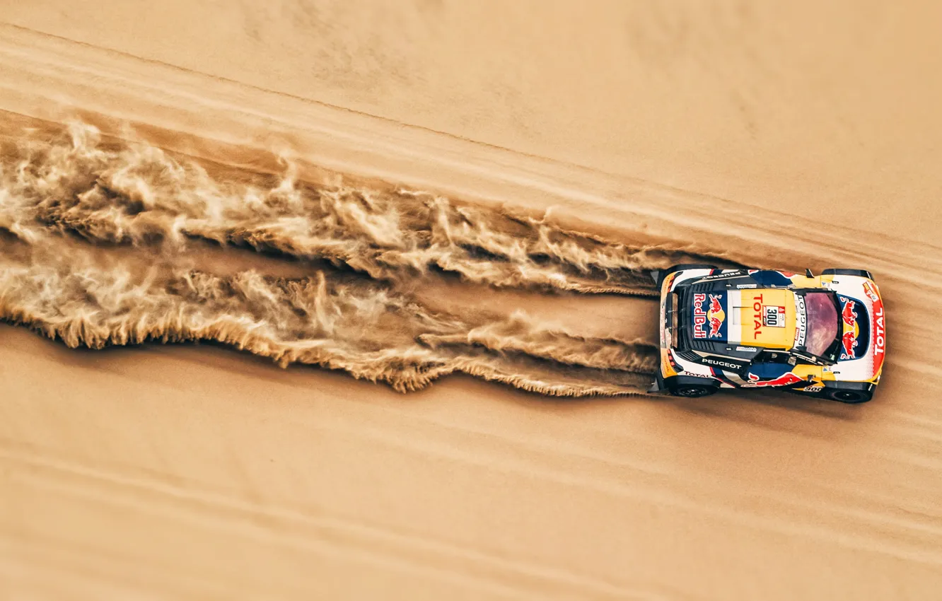 Photo wallpaper Red Bull, sand, Rally