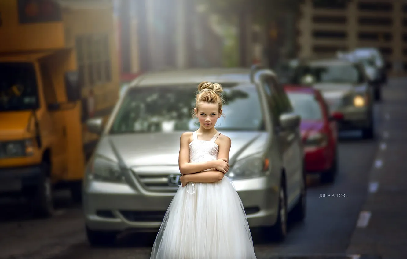 Photo wallpaper machine, street, girl