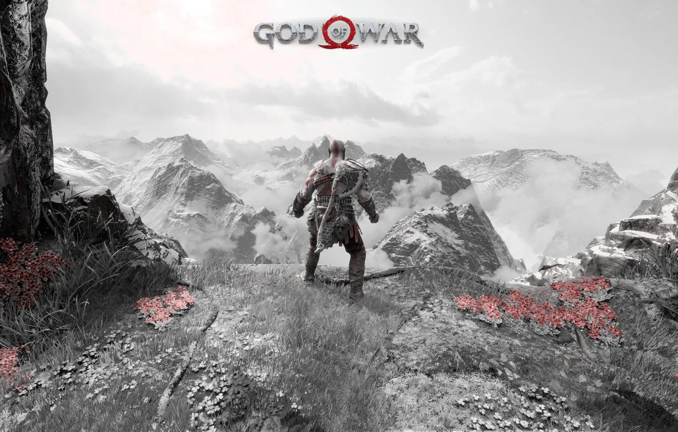 Photo wallpaper God of War, mauntain, Cratos