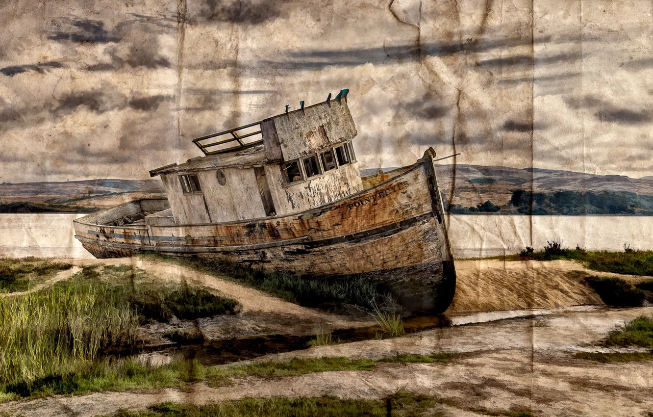 Photo wallpaper river, background, ship