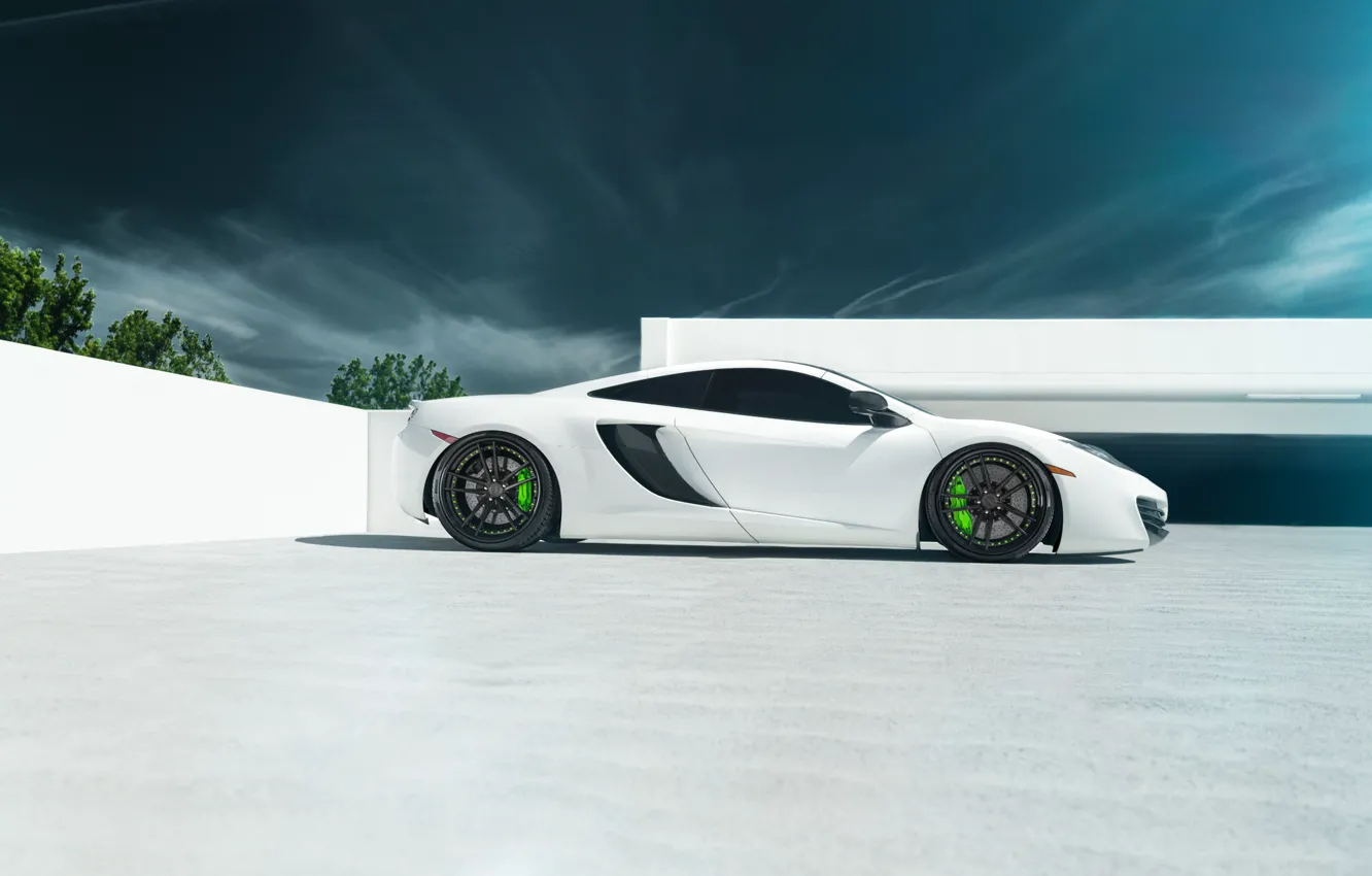 Photo wallpaper McLaren, white, supercar, 12C MP4