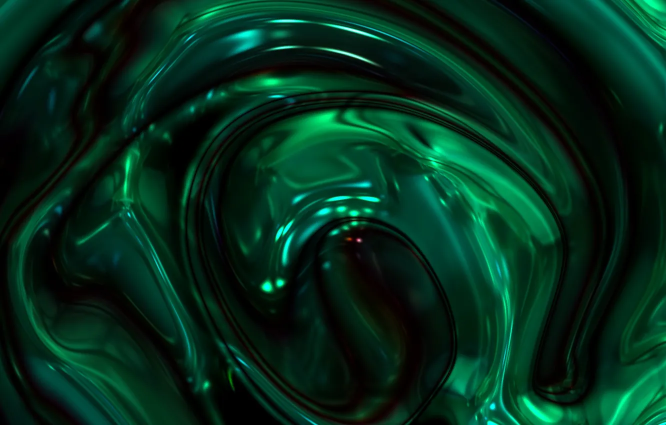 Photo wallpaper line, metal, abstraction, green, metallic, plasma, melting, emerald