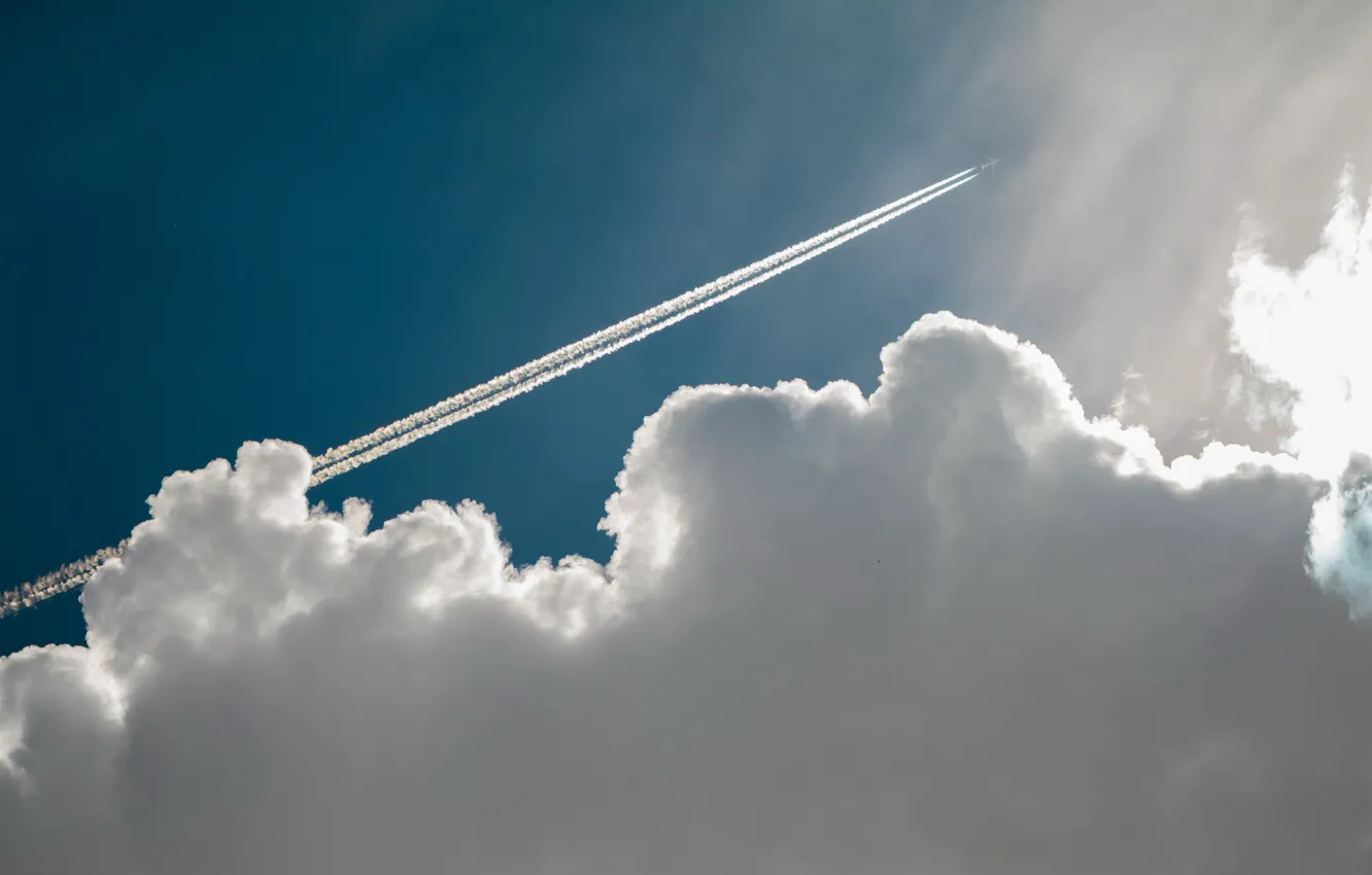 Photo wallpaper trail, cloud, the plane