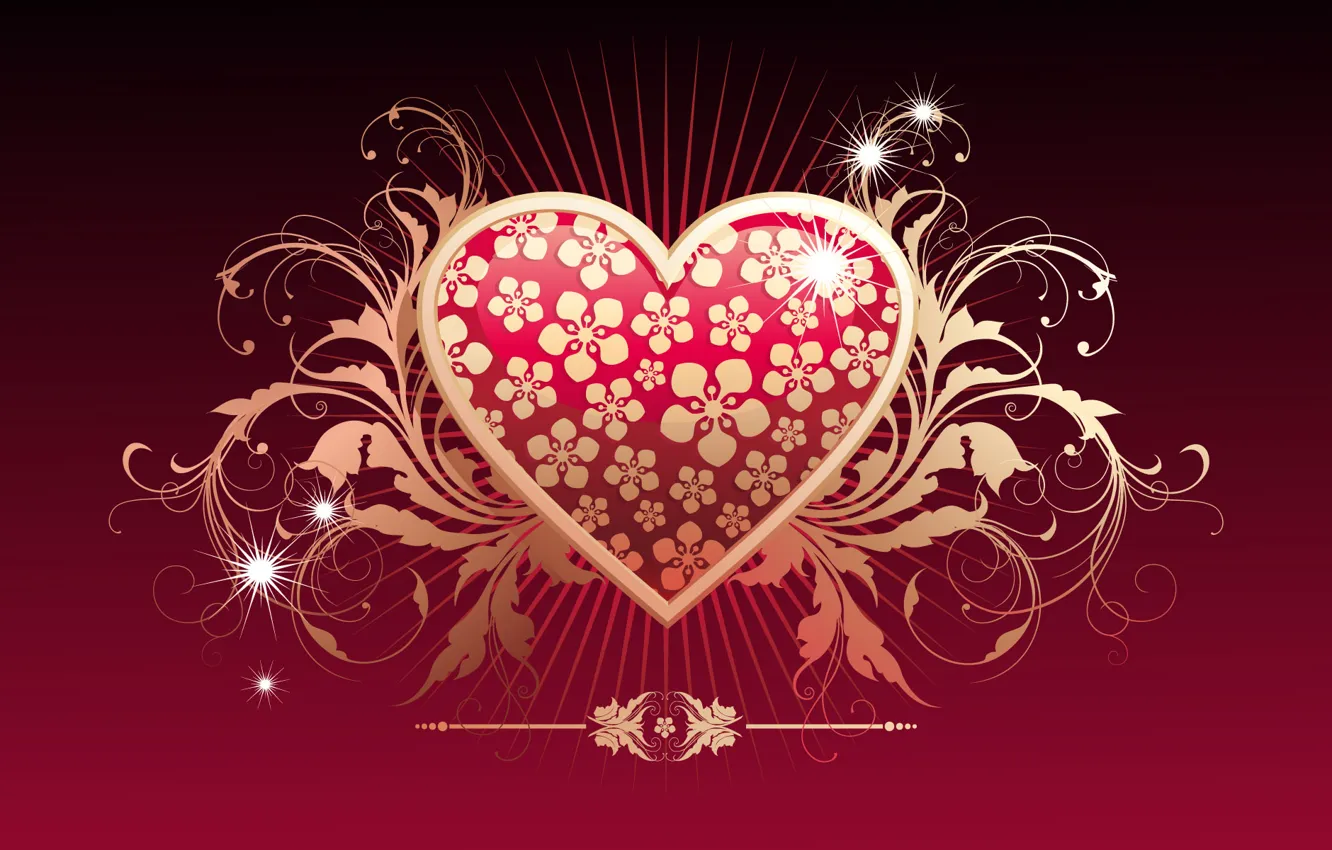 Photo wallpaper love, heart, vector