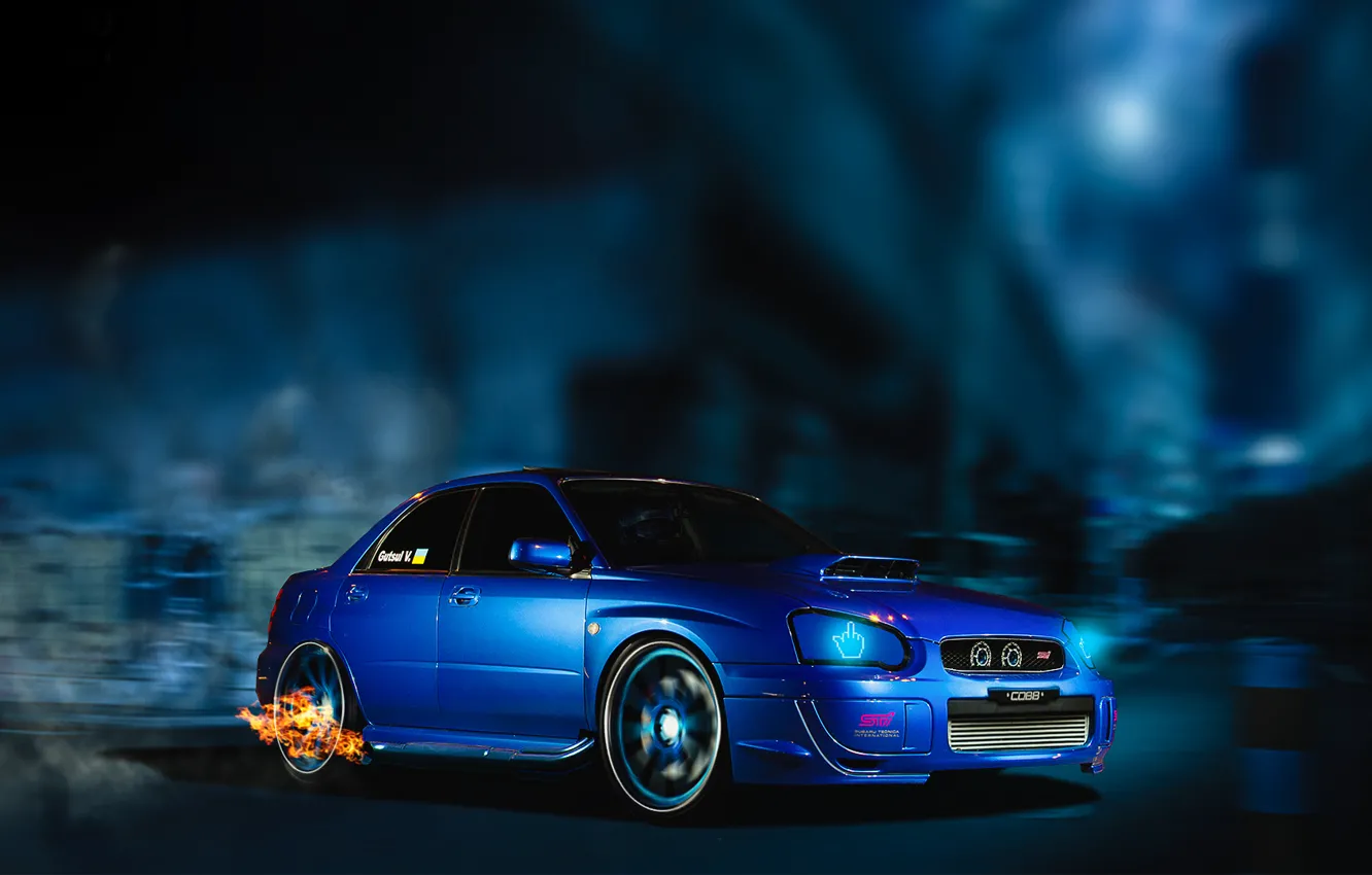 Photo wallpaper Subaru, Impreza, WRX, STI, night, art, speed, like hyzyl saleem