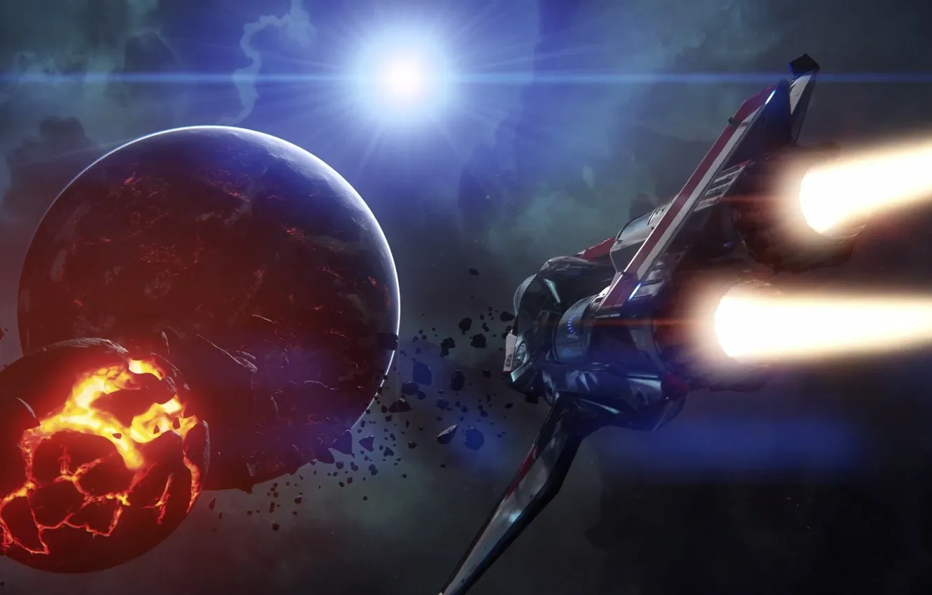 Photo wallpaper flight, the explosion, ship, Star Citizen, Origin M50