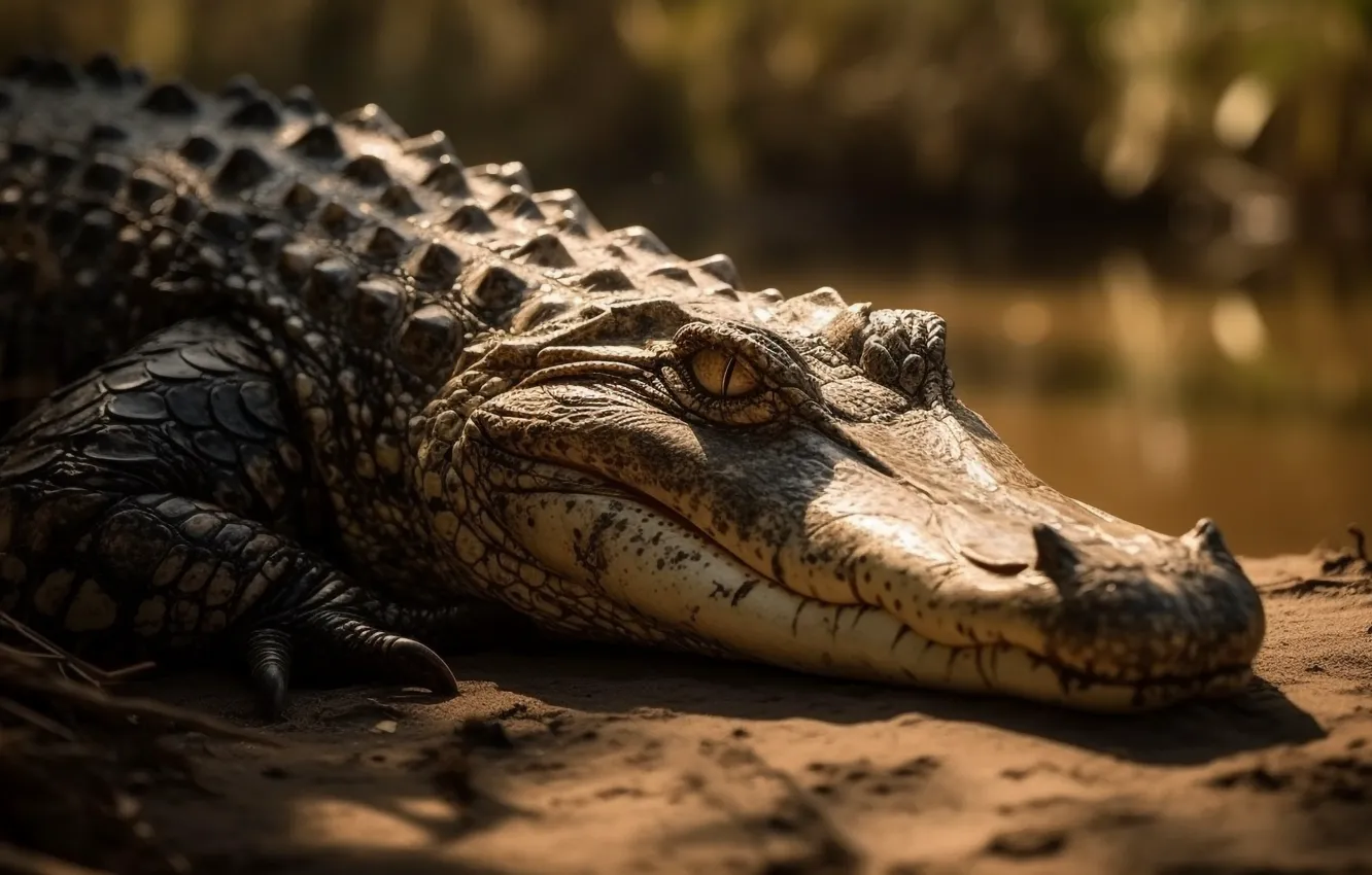 Photo wallpaper look, face, crocodile, AI art, neural network