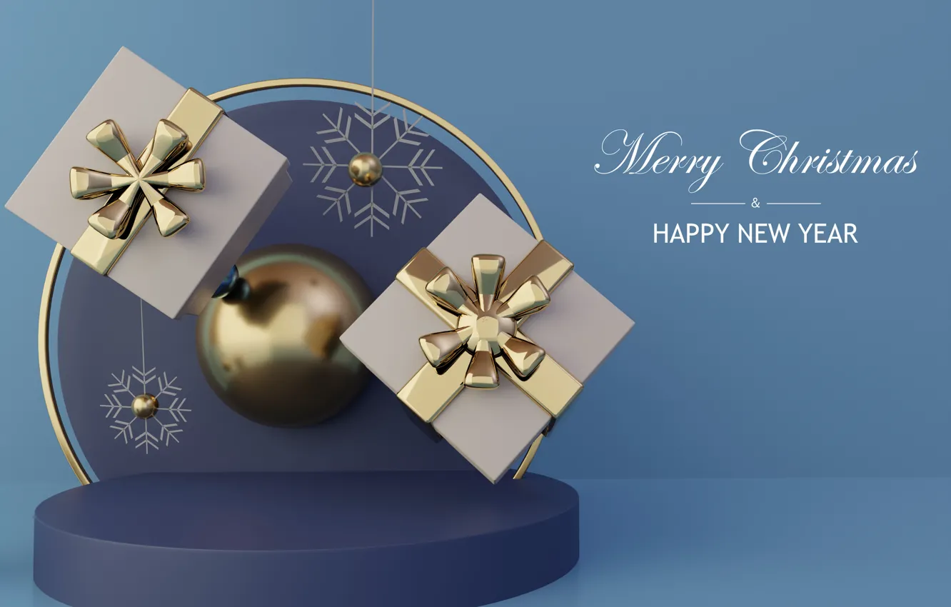 Photo wallpaper rendering, gift, new year, Christmas, box