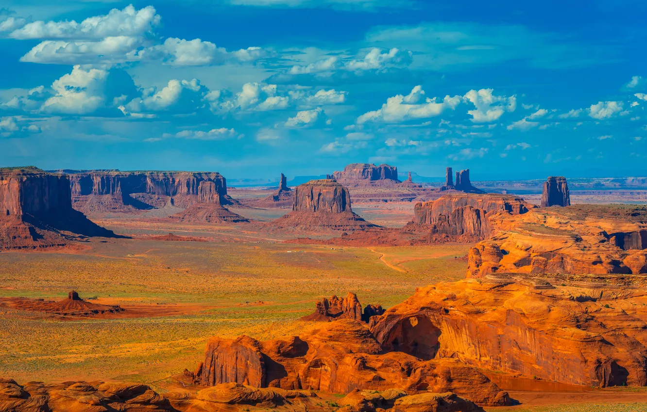 Photo wallpaper clouds, landscape, rocks, USA, Monument Valley