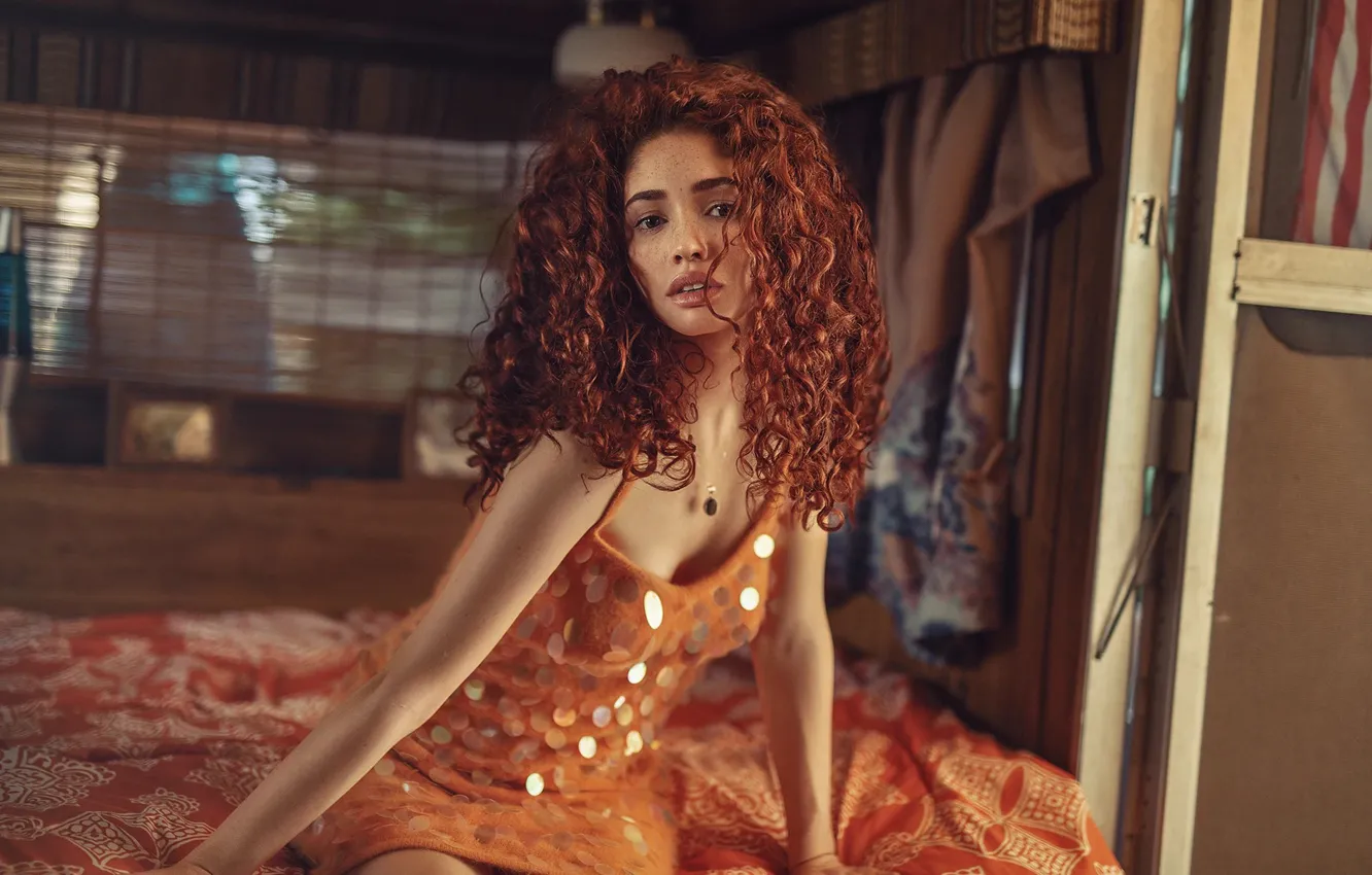 Photo wallpaper look, girl, pose, model, portrait, makeup, figure, dress