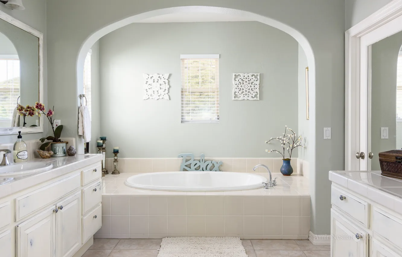 Photo wallpaper design, bathroom, plumbing