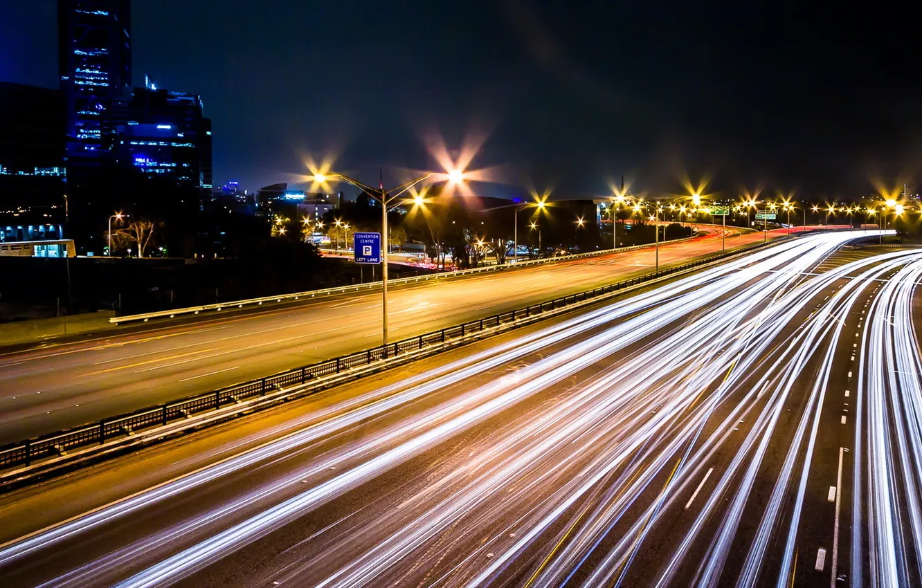 Photo wallpaper Australia, light trails, nd filter, Perth