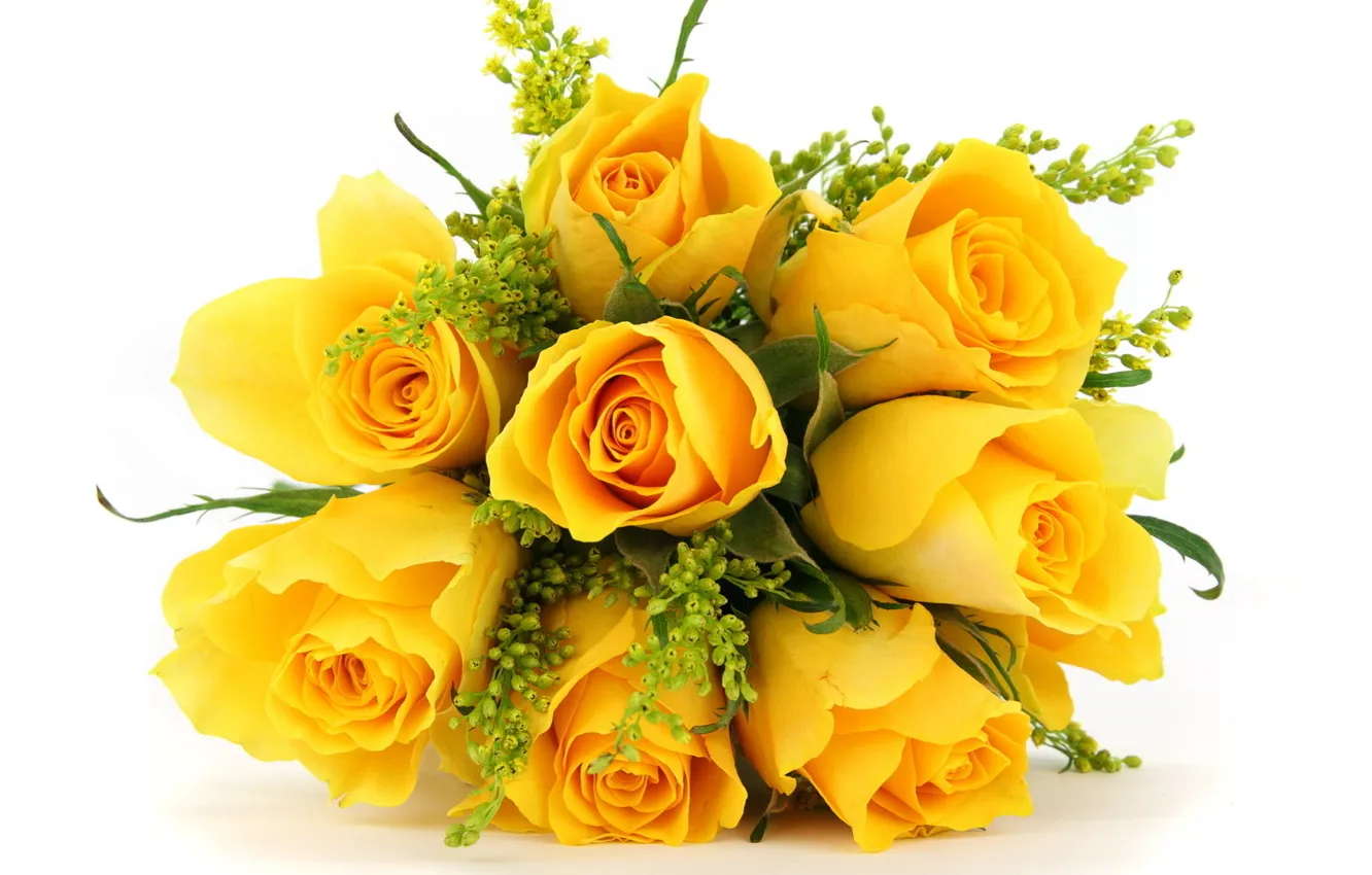 Photo wallpaper flowers, roses, bouquet, yellow