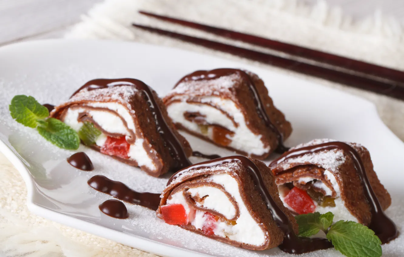 Photo wallpaper rolls, fruit, cake, dessert, chocolate, chocolate