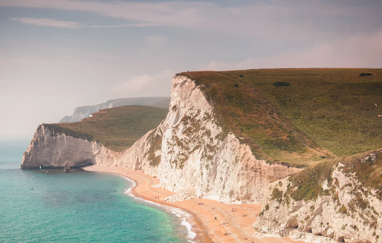 Photo wallpaper beach, the ocean, shore, cliffs, England