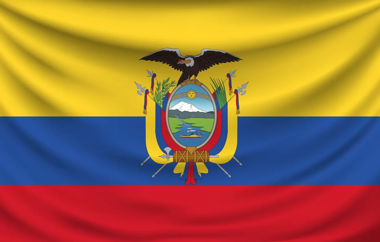 Photo wallpaper blue, yellow, red, eagle, flag, flag, Ecuador, Ecuador