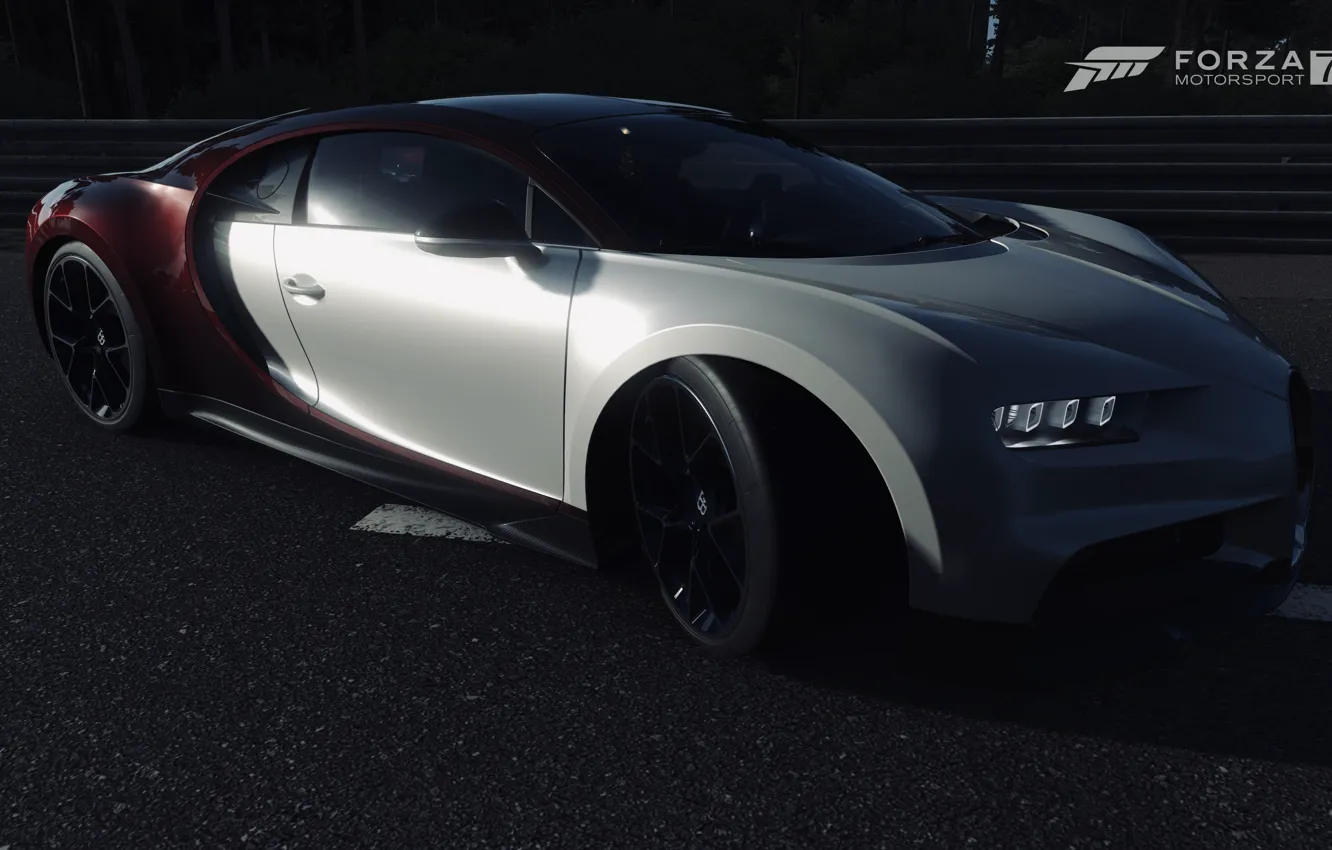 Photo wallpaper HDR, Bugatti, sunshine, game, FM7, UHD, Chiron, Forza Motorsport 7