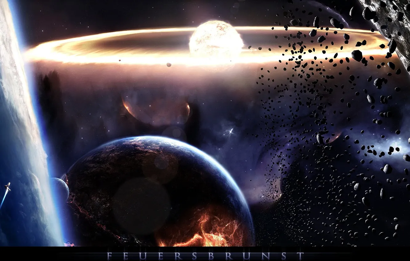 Photo wallpaper space, stones, planet, disaster