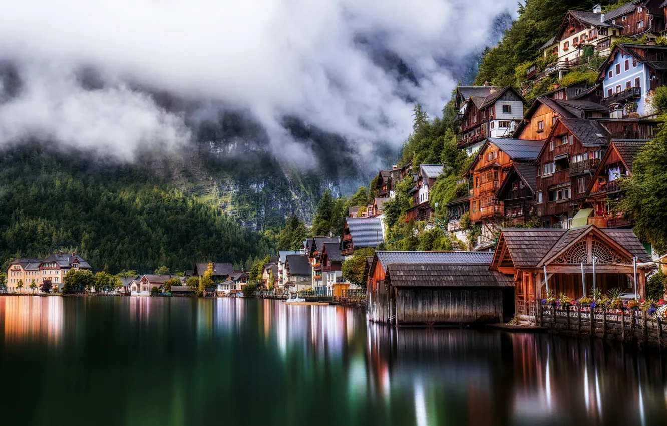 Photo wallpaper forest, lake, home, Austria, Austria, Richard Beresford Harris