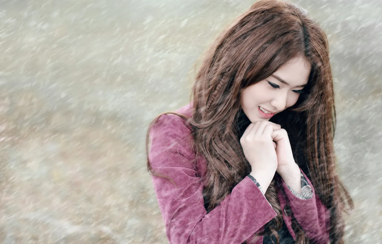 Photo wallpaper girl, rain, mood
