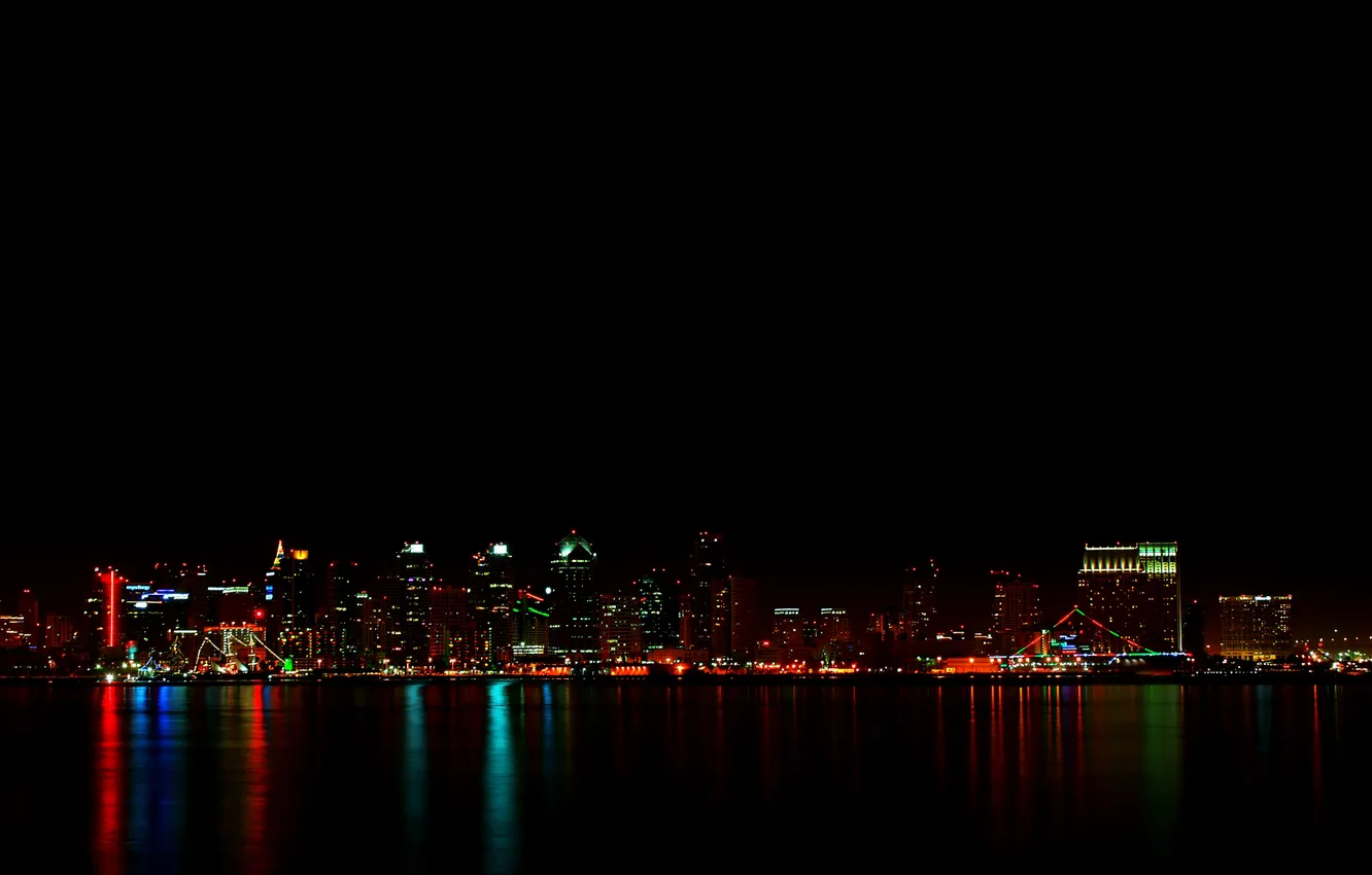 Photo wallpaper lights, city, night, USA - California - San Diego