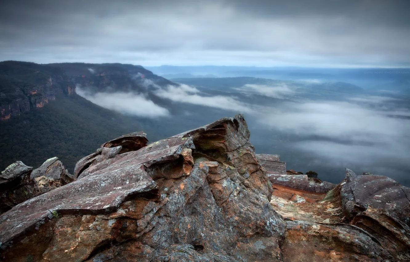 Photo wallpaper australia, mist, Blue Mountains