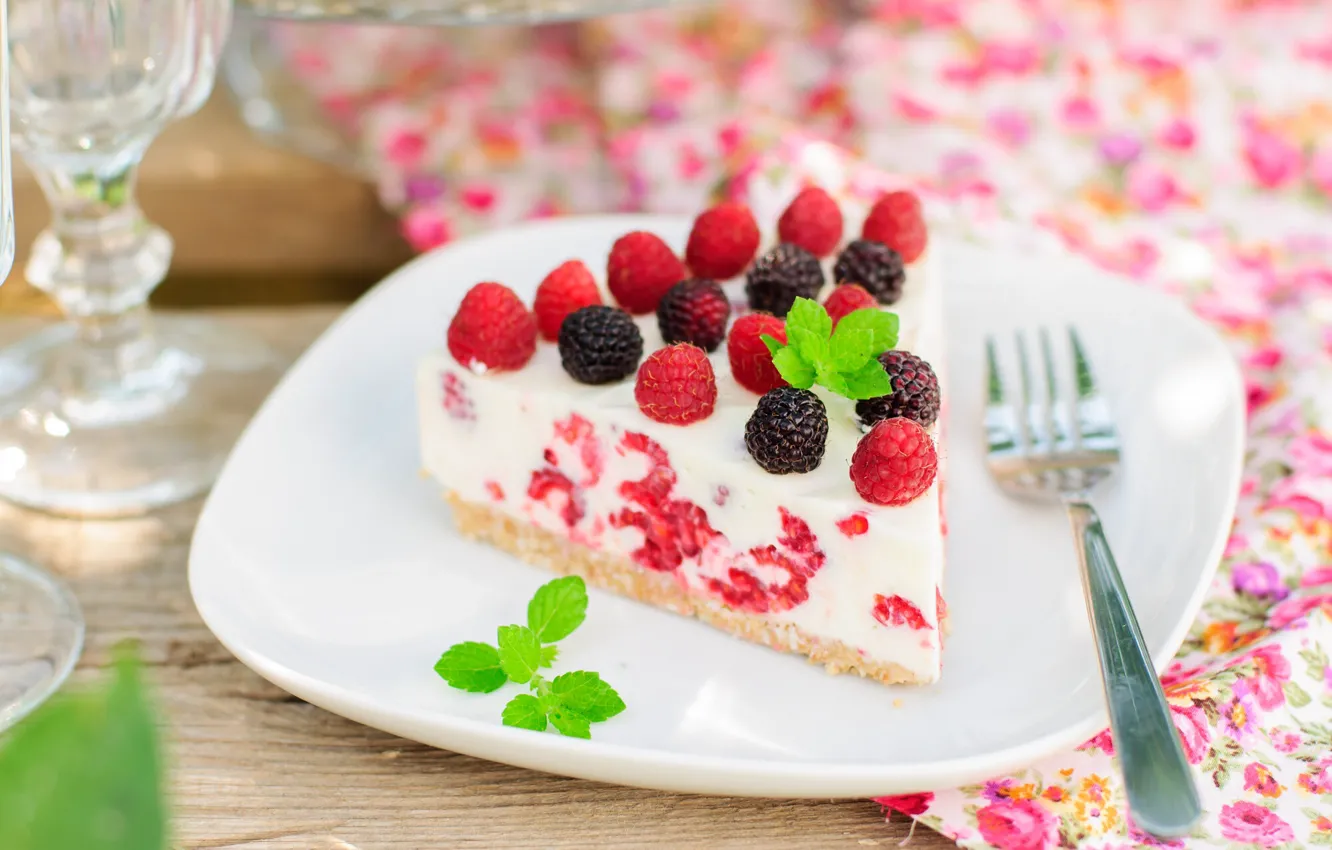 Photo wallpaper berries, raspberry, cheese, BlackBerry, cheesecake