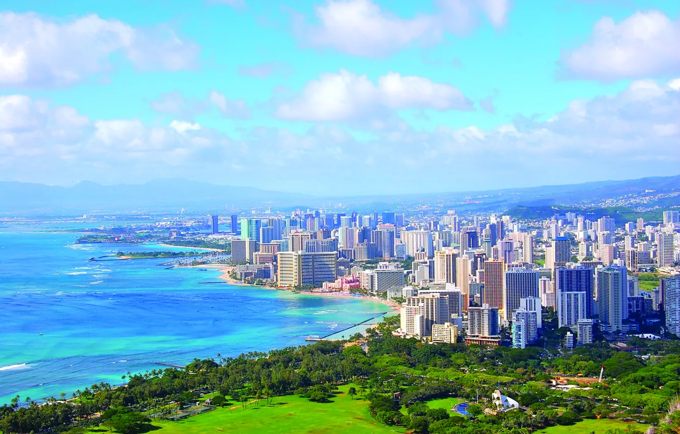 Photo wallpaper the city, Hawaii, Honolulu