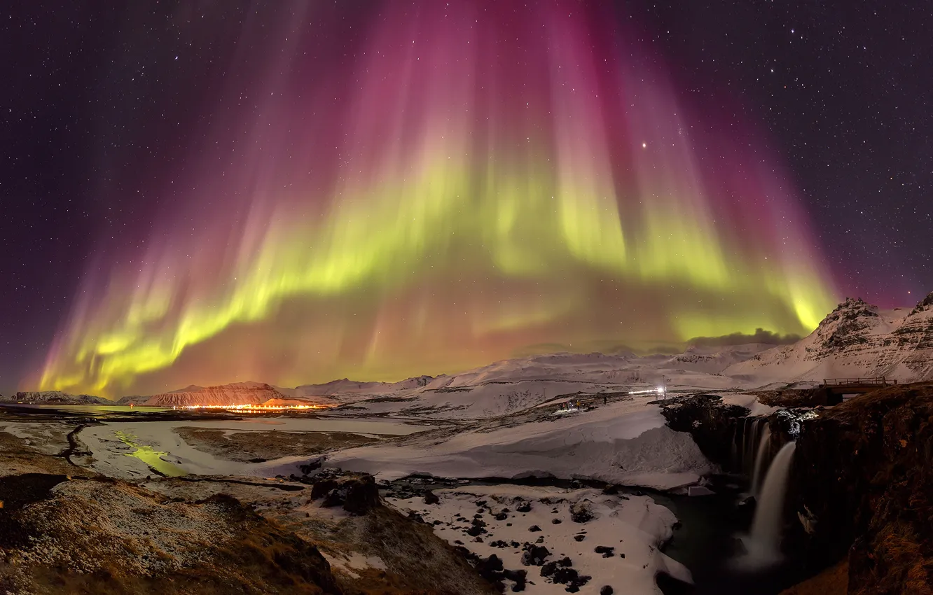 Photo wallpaper stars, night, Northern lights, Iceland