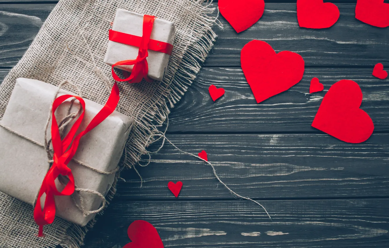 Photo wallpaper love, gift, heart, hearts, red, love, heart, wood