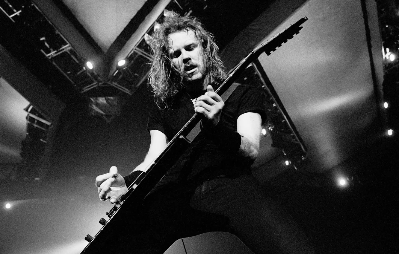 Photo wallpaper metallica, james hetfield, grayscale