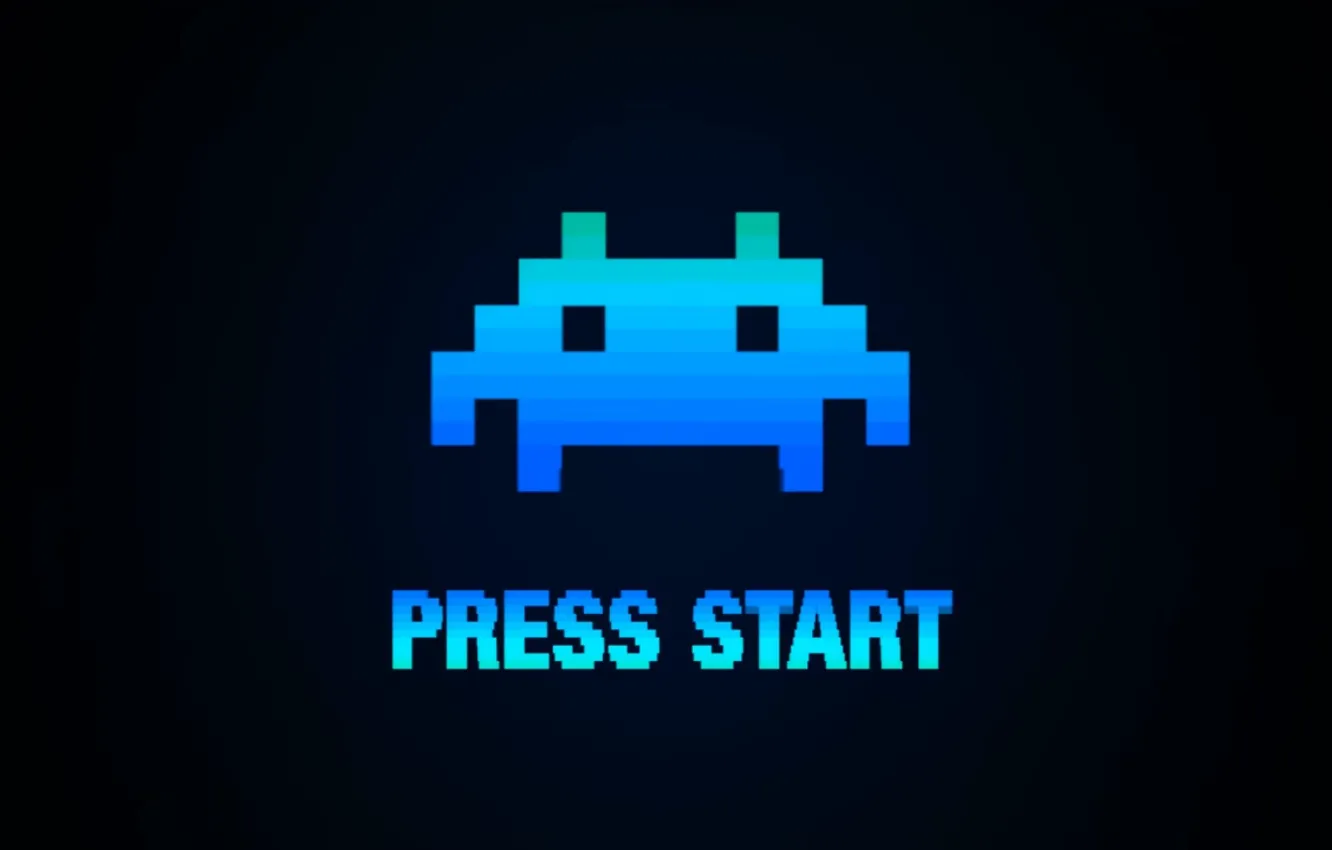 Photo wallpaper Wallpaper, Minimalism, Space Invaders, Press Start