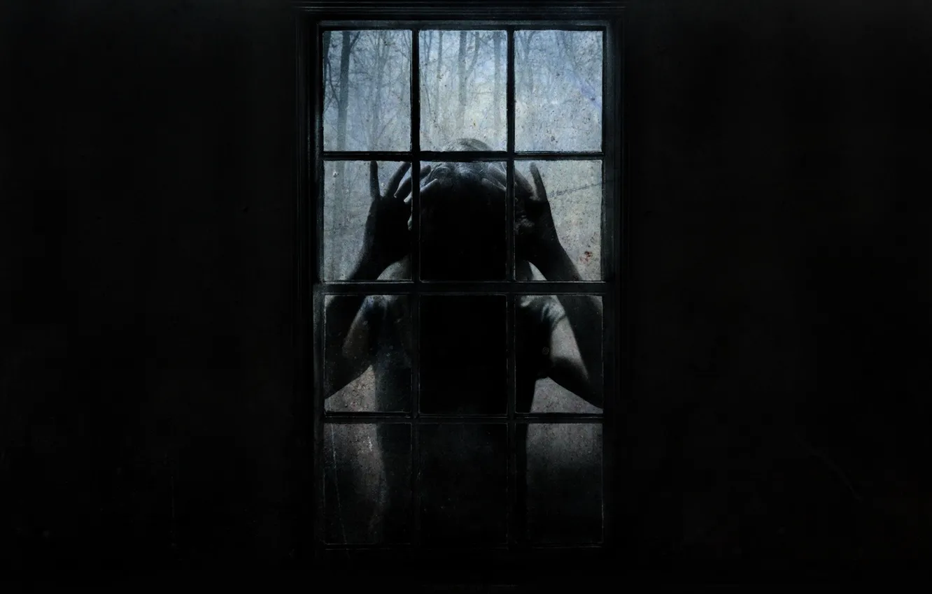 Photo wallpaper fear, stranger, window, horror