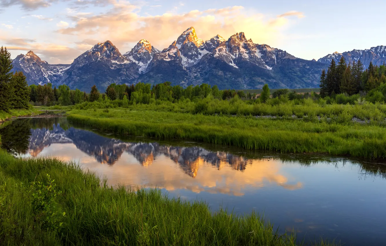 Photo wallpaper summer, mountains, river