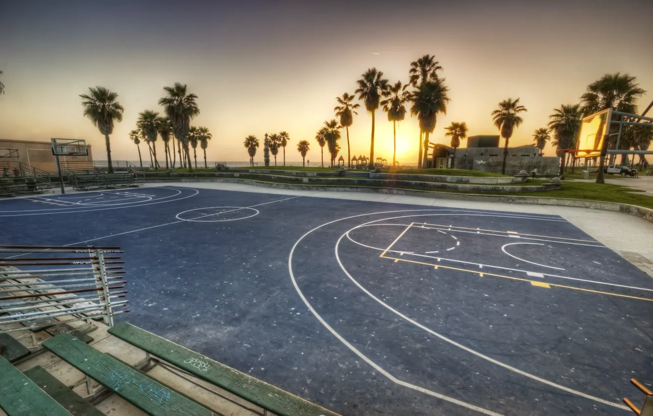 Photo wallpaper sunset, california, basketball, sunset, CA, usa, los angeles, Los Angeles