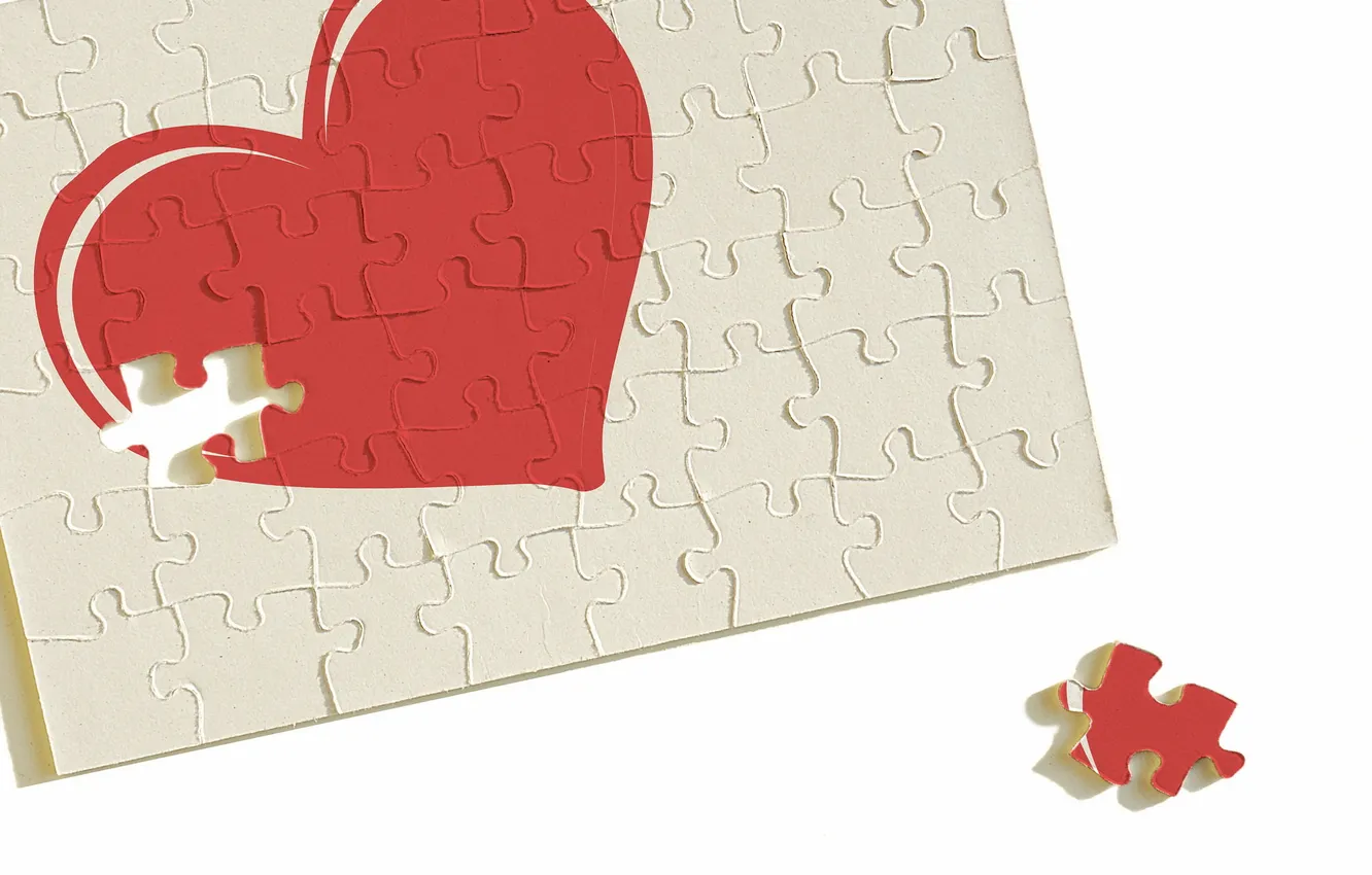 Photo wallpaper macro, heart, puzzle