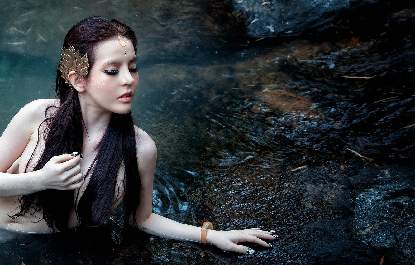 Photo wallpaper stones, Nude, in the water