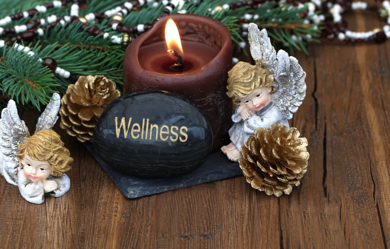 Photo wallpaper decoration, balls, new year, candles, Christmas, Christmas, balls, bumps