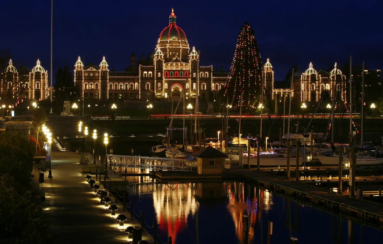 Photo wallpaper The city, City, Canada, Christmas, New Year, Victoria