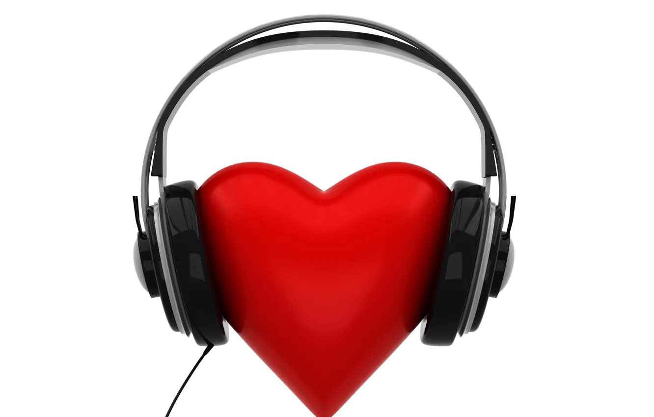 Photo wallpaper heart, headphones, heart, headphones