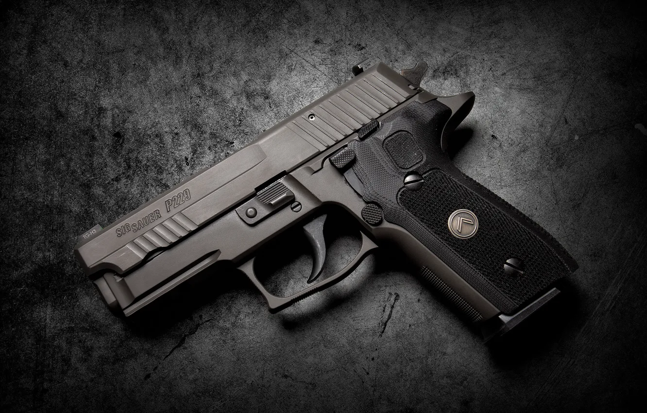 Photo wallpaper gun, background, Sig Sauer, P229