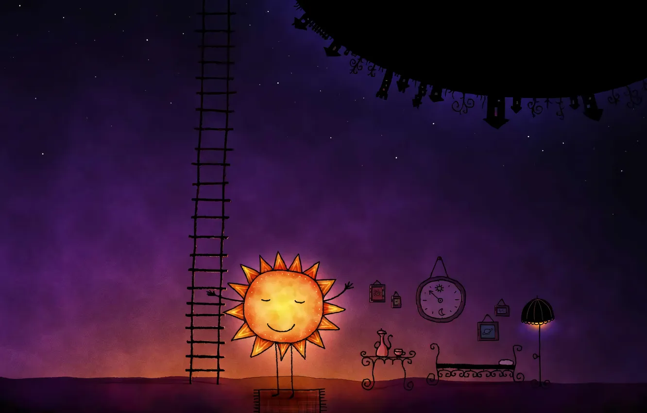 Photo wallpaper the sun, ladder, vladstudio