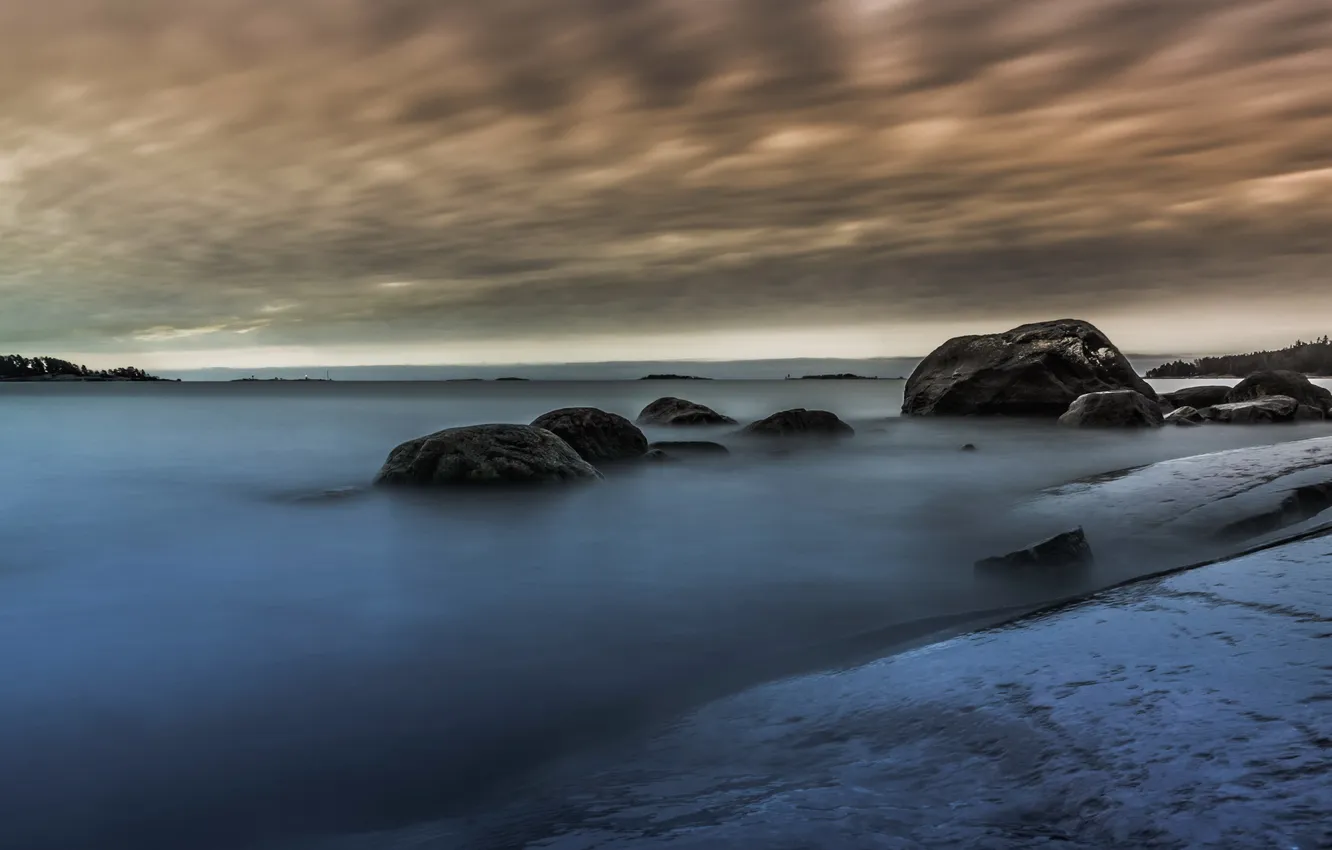 Photo wallpaper sea, landscape, sunset