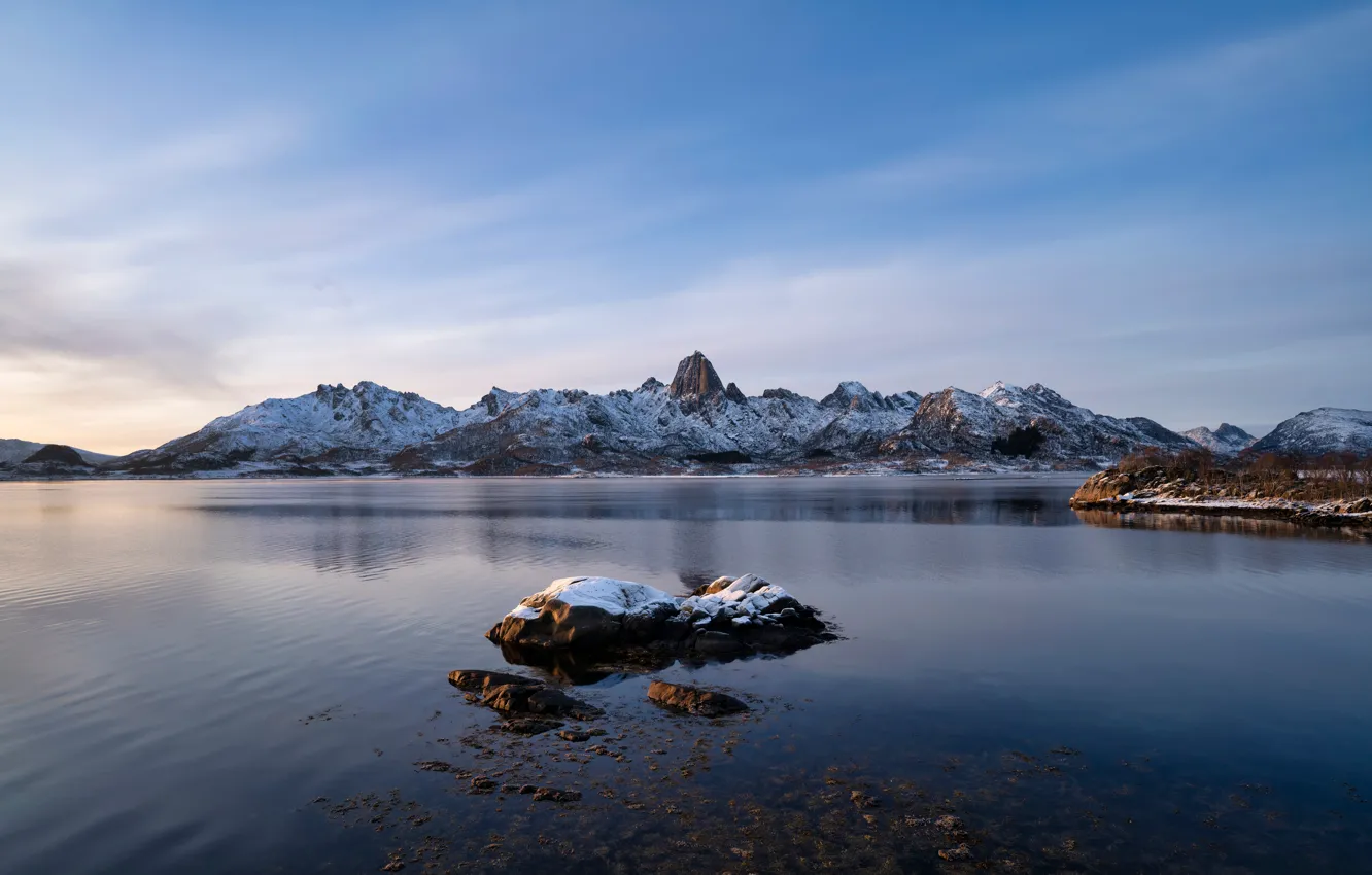 Photo wallpaper landscape, mountains, Norway, Sortland
