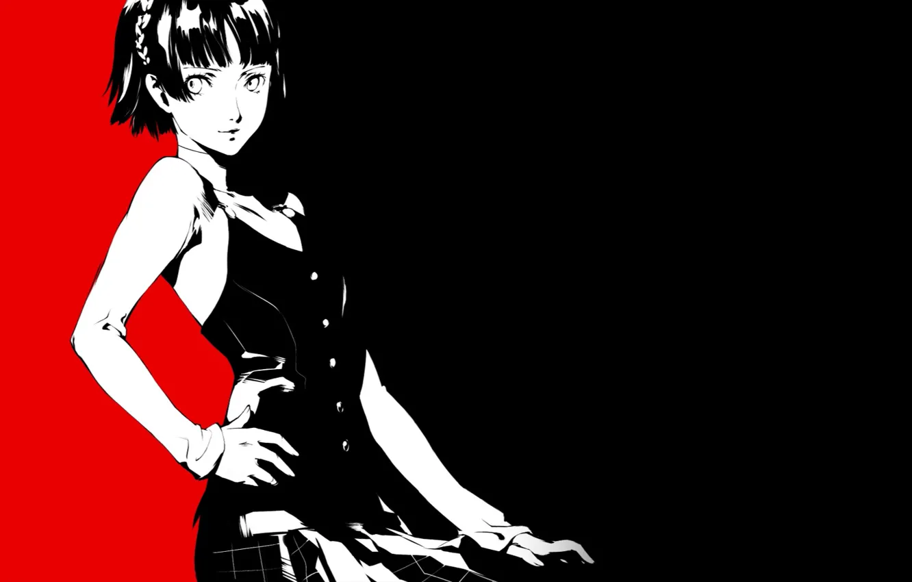 Photo wallpaper look, girl, red, black, the game, anime, art, person