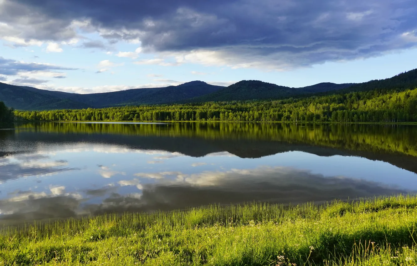 Photo wallpaper mountains, lake, Summer, Siberia