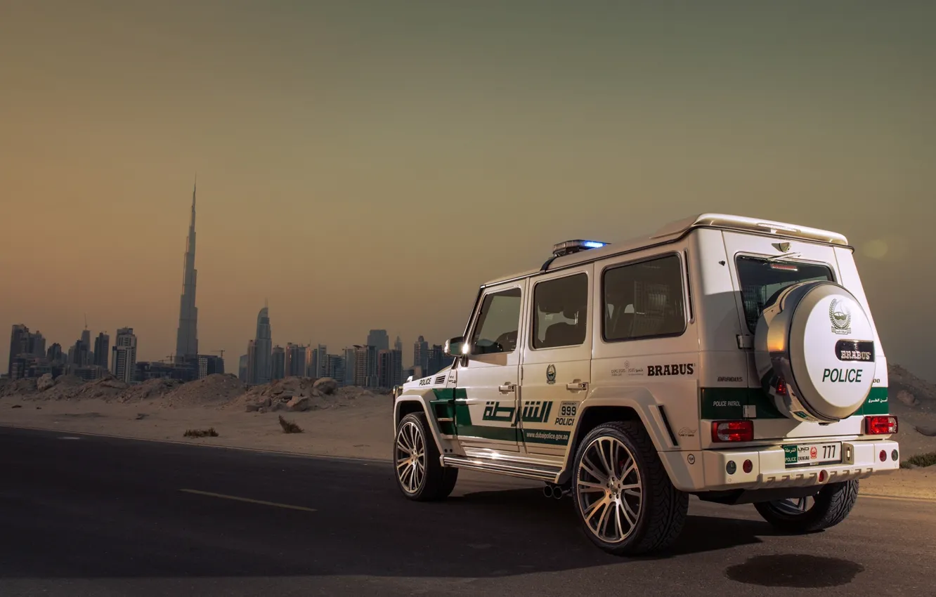 Photo wallpaper Mercedes-Benz, Brabus, Car, Dubai, Police, AMG, G63